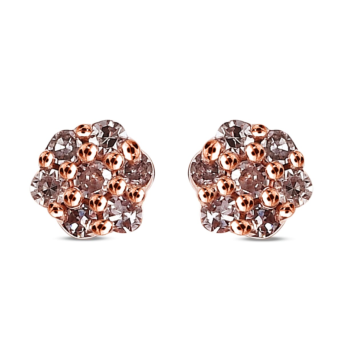 9K Rose Gold Natural Pink Diamond Stud Earrings (with Push Back) 7517835 7