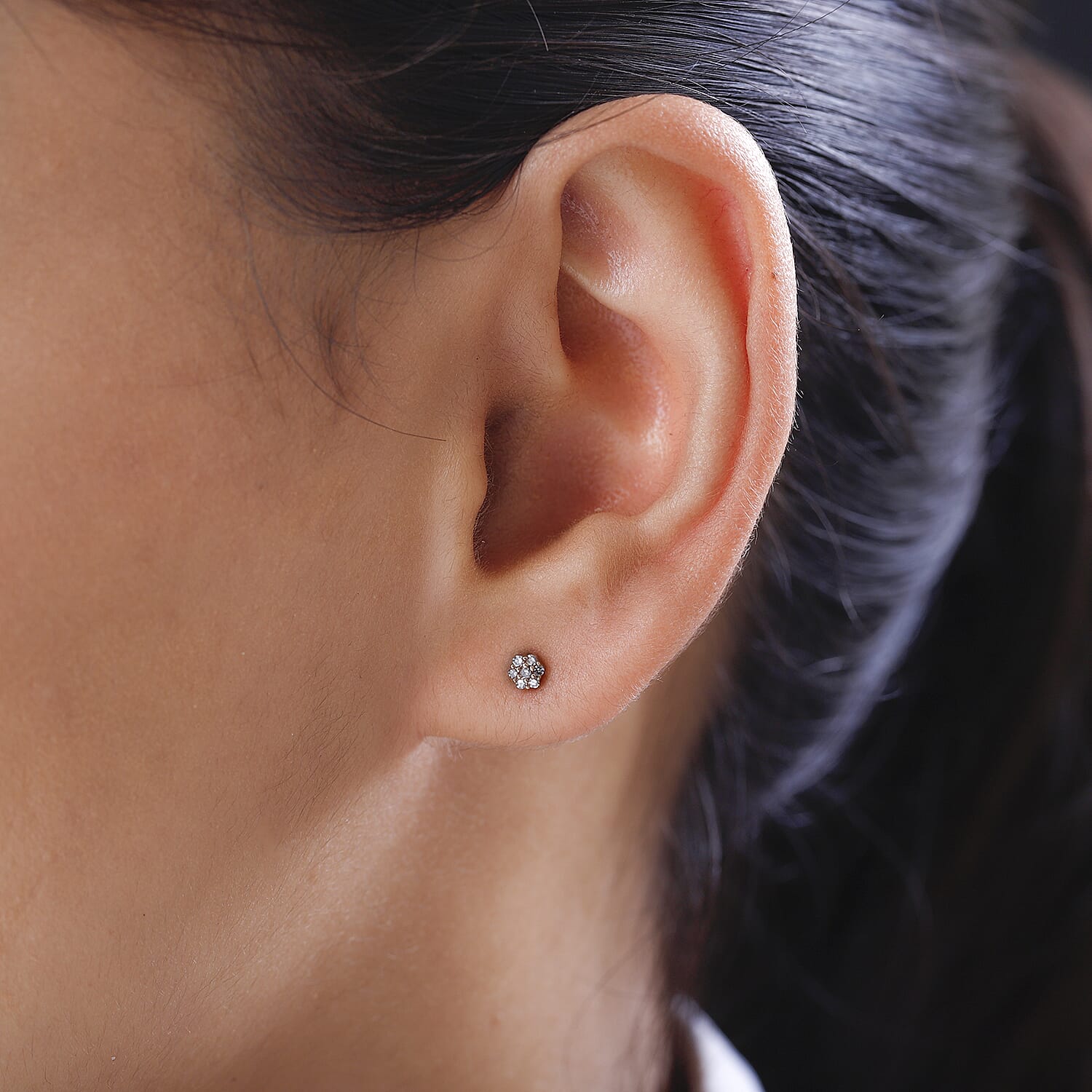 9K Rose Gold Natural Pink Diamond Stud Earrings (with Push Back) 7517835 9