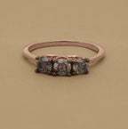 9K Rose Gold Natural SGL Certified Champagne Diamond  Trilogy Ring 1.00 Ct