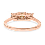 9K Rose Gold Natural SGL Certified Champagne Diamond  Trilogy Ring 1.00 Ct
