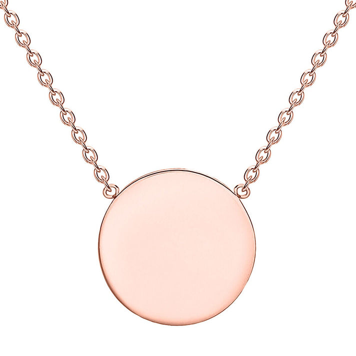 9K Rose Gold 10mm Disc Adjustable Necklace 16 Inch to 17 Inch 7445545 1