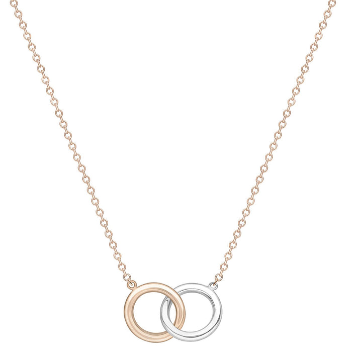 9K Two Colour Gold 11.5mm Interlocked Rings Necklace 17 Inch to 18 Inch 7343542 2