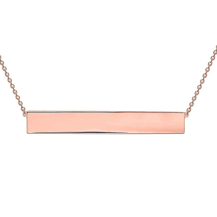 9K Rose Gold 35mm x 5mm Horizontal Bar Adjustable Necklace 16 Inch to 17 Inch 7456783 1
