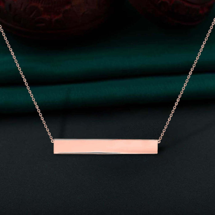9K Rose Gold 35mm x 5mm Horizontal Bar Adjustable Necklace 16 Inch to 17 Inch 7456783 2