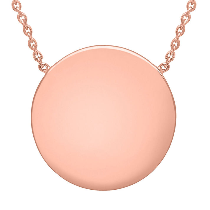 9K Rose Gold 15mm Disc Pendant Adjustable Necklace 16 Inch to 17 Inch 7445514 1