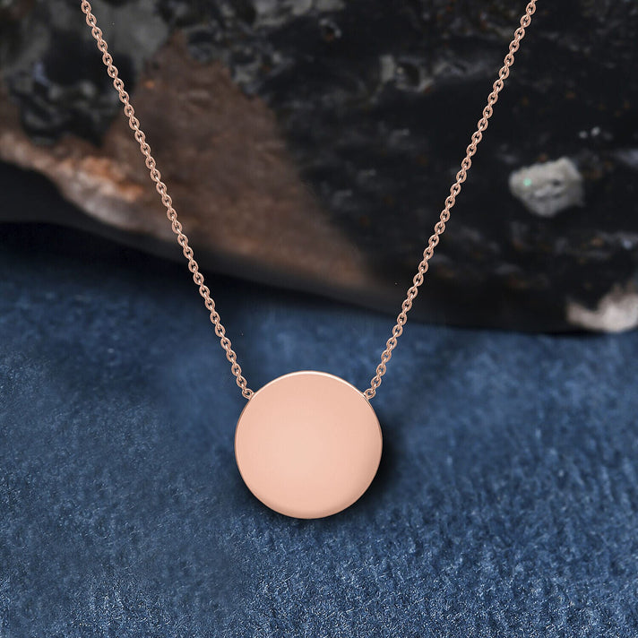 9K Rose Gold 15mm Disc Pendant Adjustable Necklace 16 Inch to 17 Inch 7445514 2