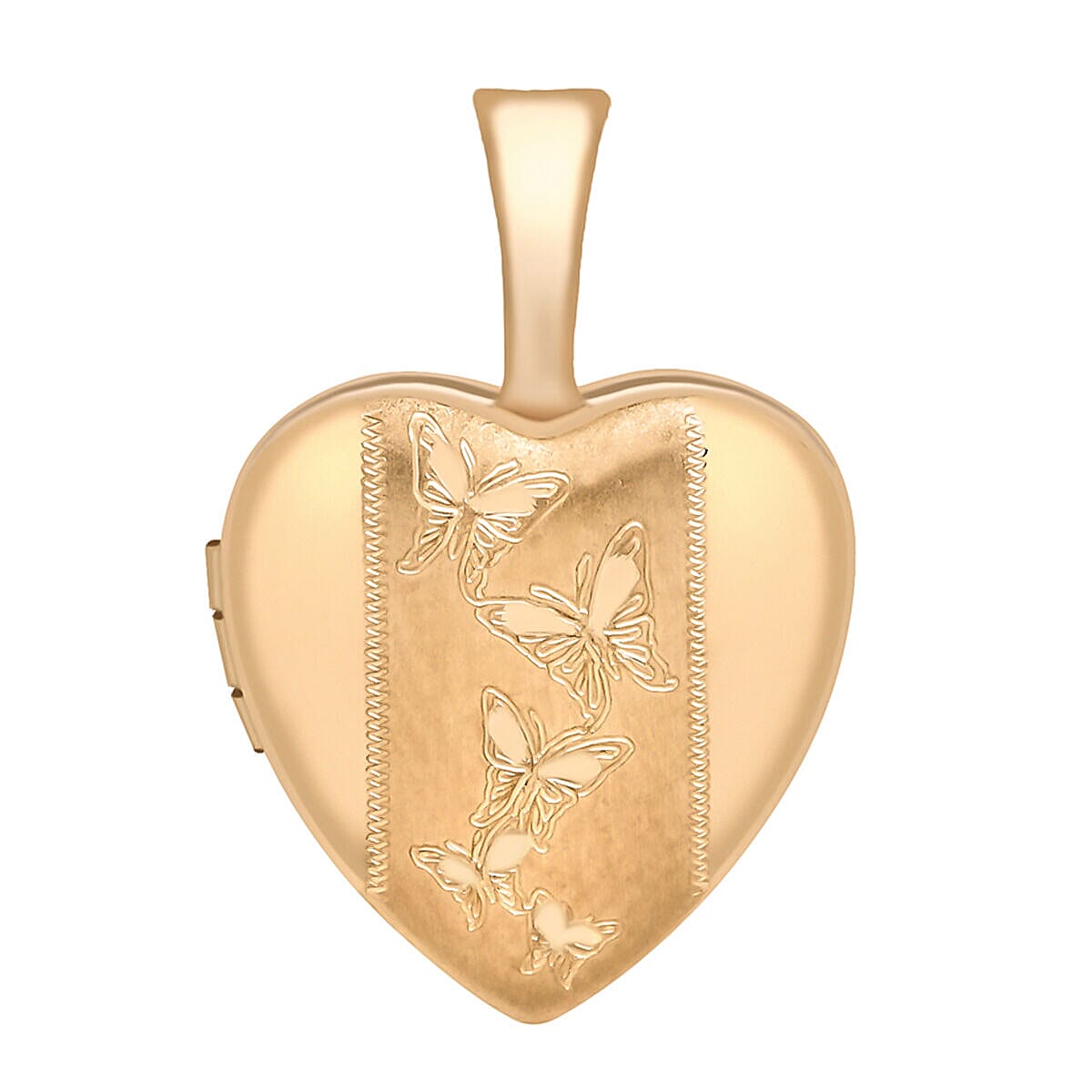 9K Rose Gold 12mm x 18mm Etched Butterfly Detail Heart Locket 7343918 0