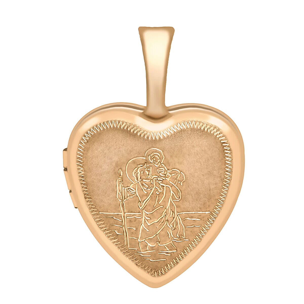 9K Rose Gold 12mm x 18mm Etched Saint Christopher Heart Locket 7343925 0