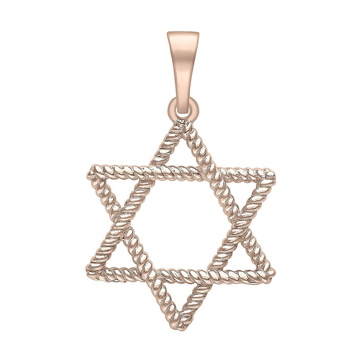 9K Rose Gold Rope 14.5mm x 22mm Star of David Pendant 7343913 1