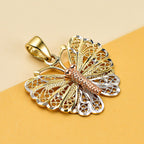 Designer Inspired- 9K White, Rose & Yellow Gold Butterfly Pendant