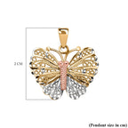 Designer Inspired- 9K White, Rose & Yellow Gold Butterfly Pendant