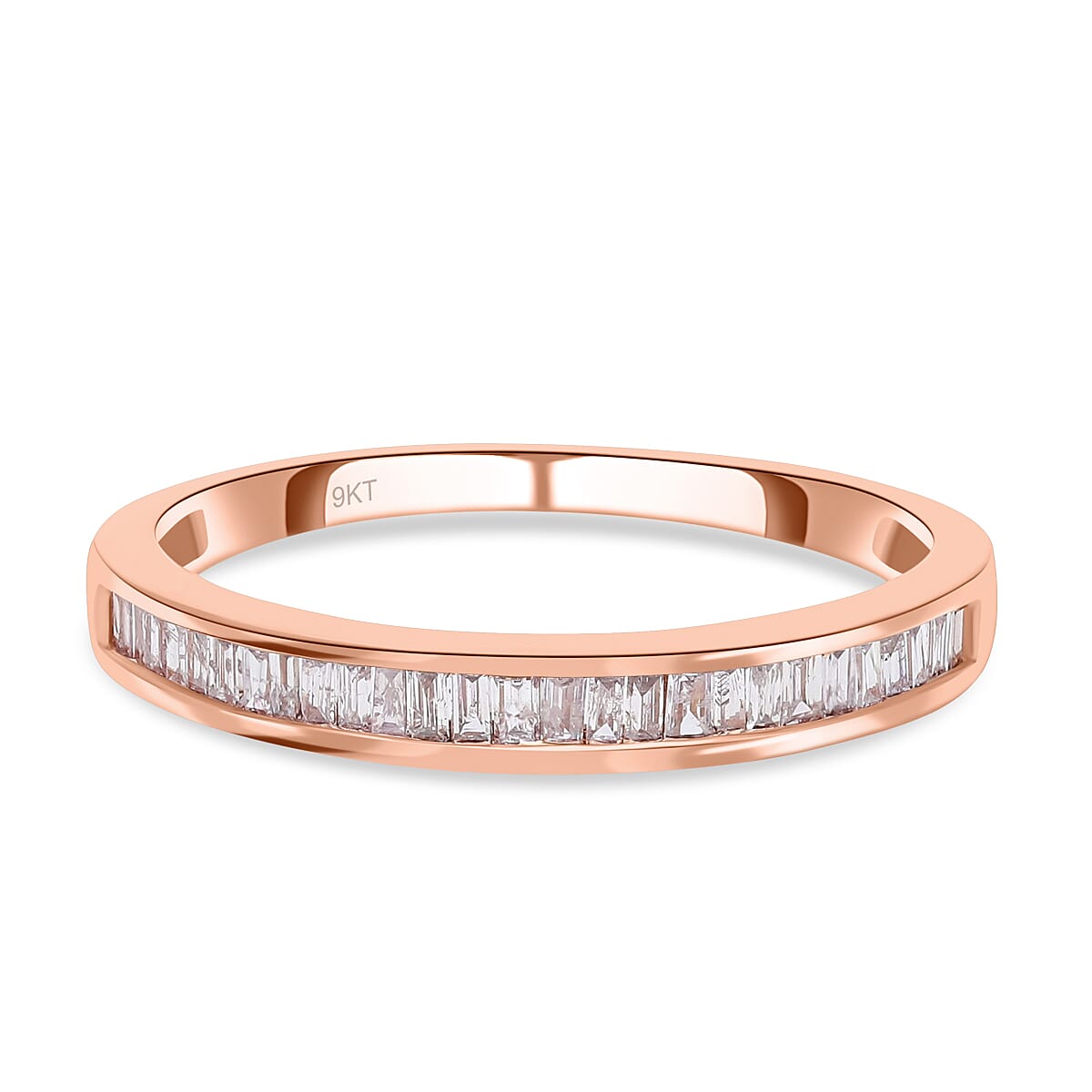 9K Rose Gold Pink Diamond Half Eternity Wedding Band Ring 0.33 Ct 7269809 1