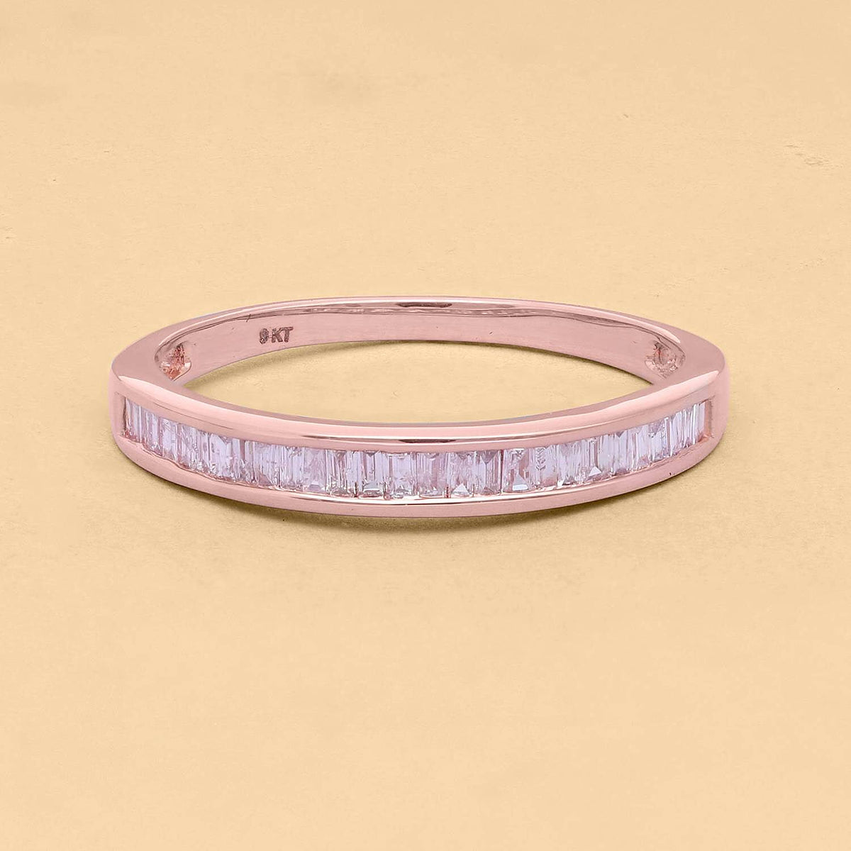 9K Rose Gold Pink Diamond Half Eternity Wedding Band Ring 0.33 Ct 7269809 3