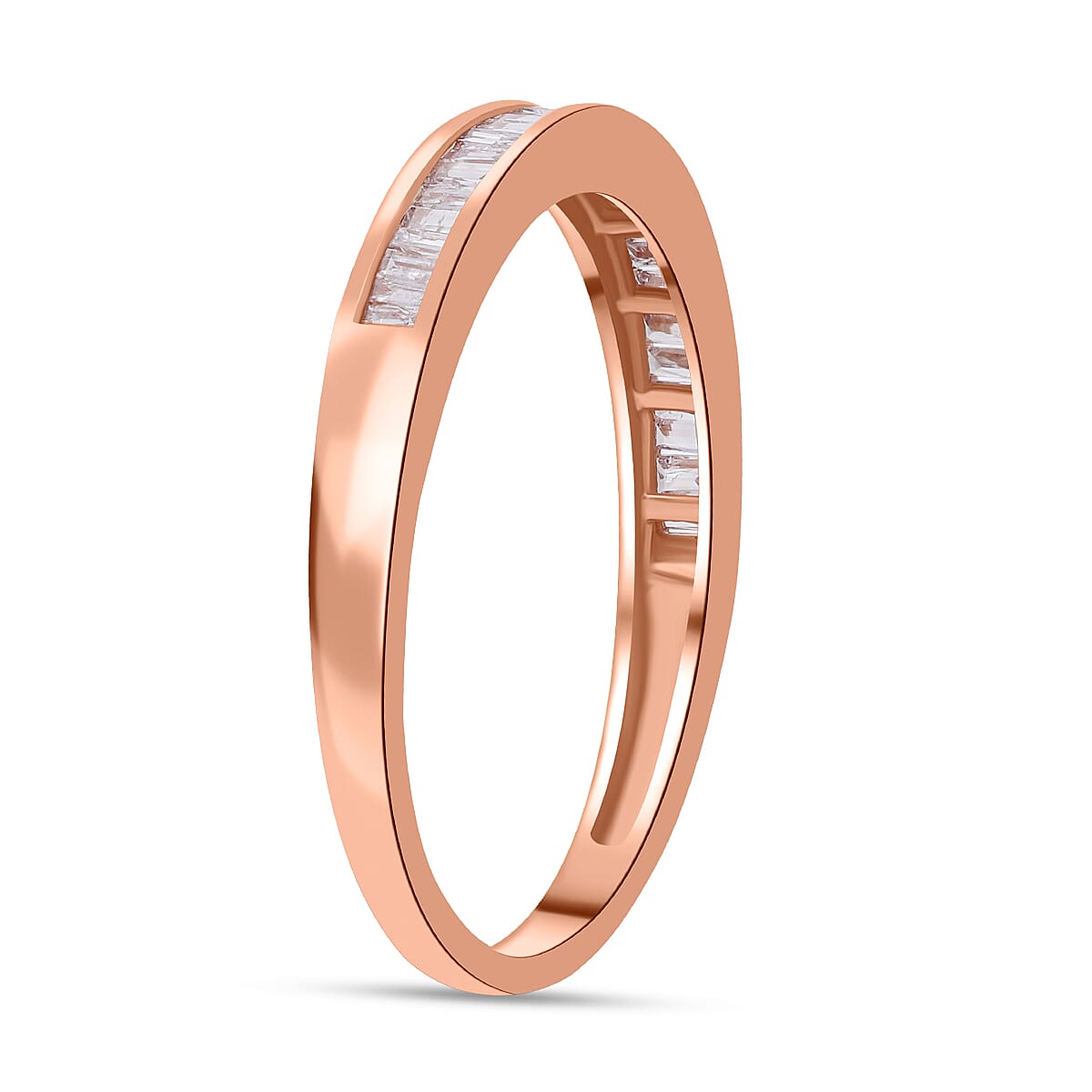 9K Rose Gold Pink Diamond Half Eternity Wedding Band Ring 0.33 Ct 7269809 7