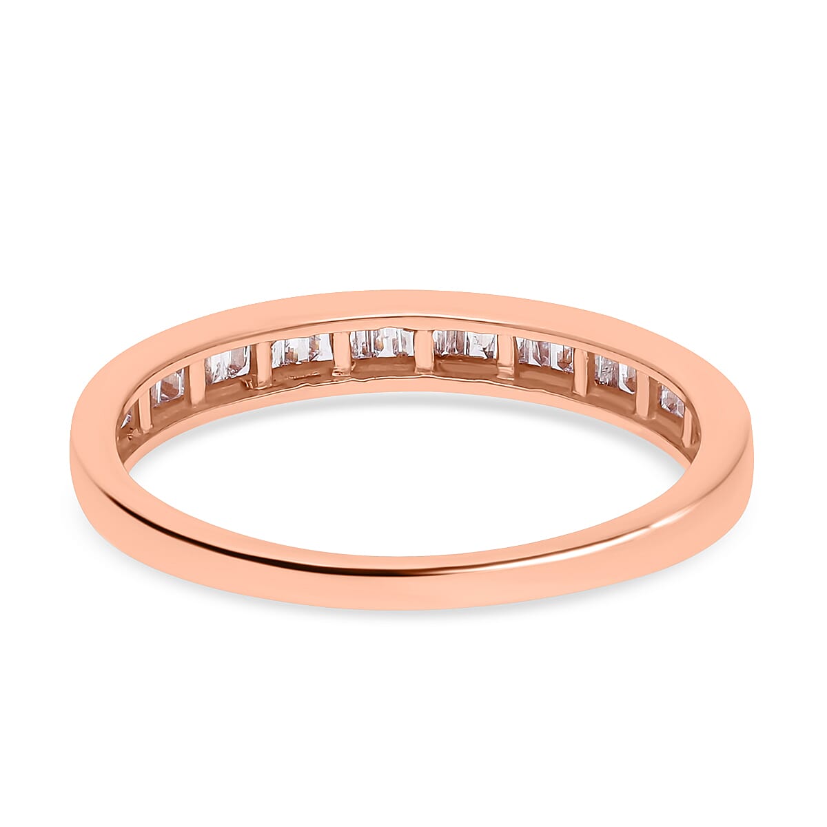 9K Rose Gold Pink Diamond Half Eternity Wedding Band Ring 0.33 Ct 7269809 9