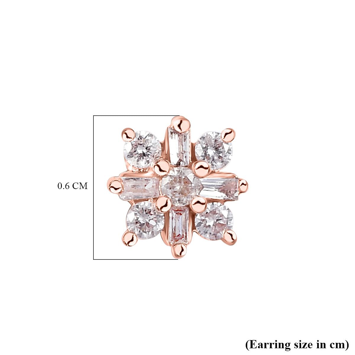9K Rose Gold Pink Diamond I2 I3 Floral Earrings 0.27 Ct 7168672 5