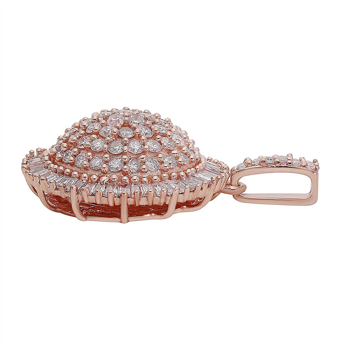 9K Rose Gold  Pink Diamond I3 Cluster Pendant 1.01 Ct 7172814 3