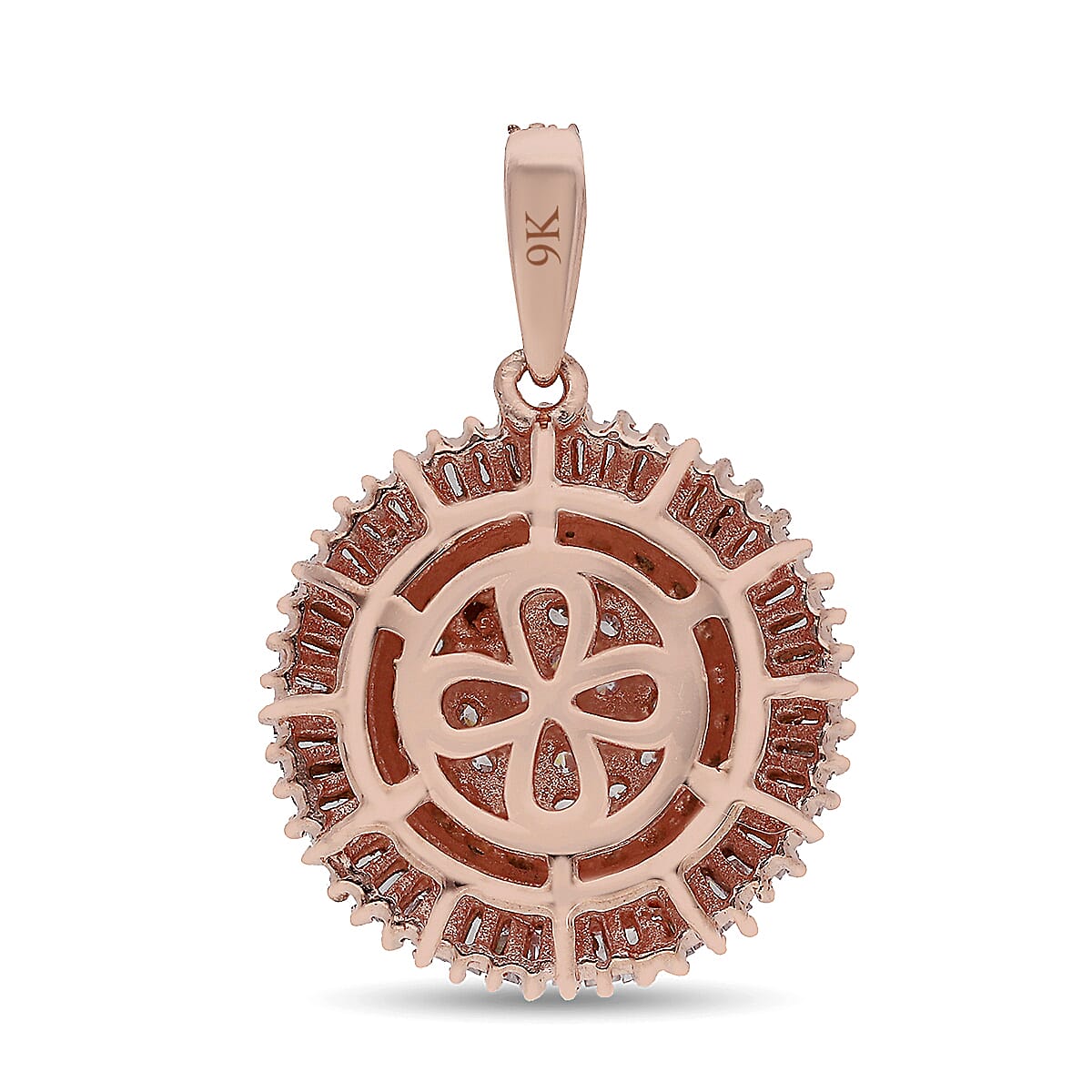 9K Rose Gold  Pink Diamond I3 Cluster Pendant 1.01 Ct 7172814 4