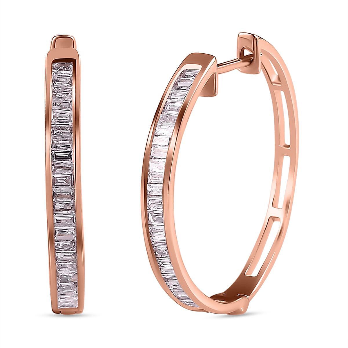 Pink Diamond Full Hoop Earrings in 9K Rose Gold, SGL Certified 7378412 0