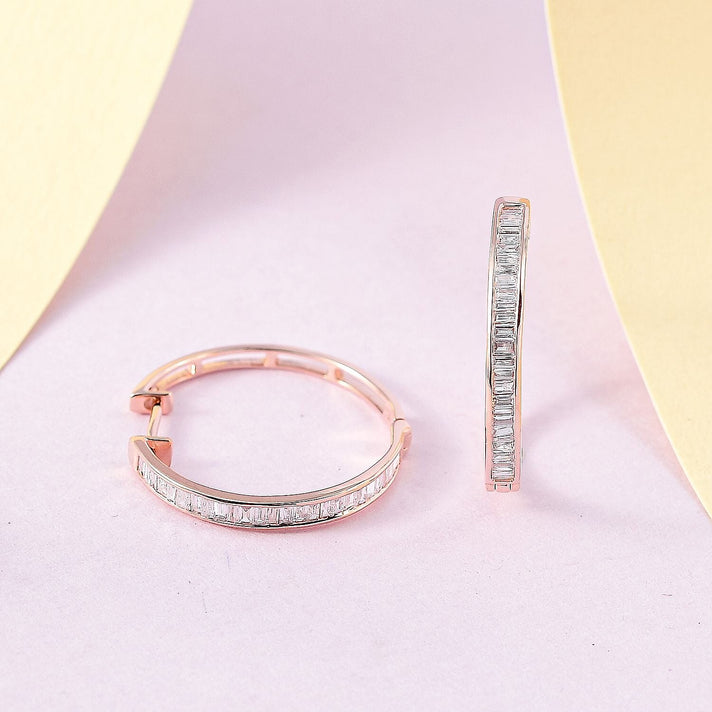 Pink Diamond Full Hoop Earrings in 9K Rose Gold, SGL Certified 7378412 2