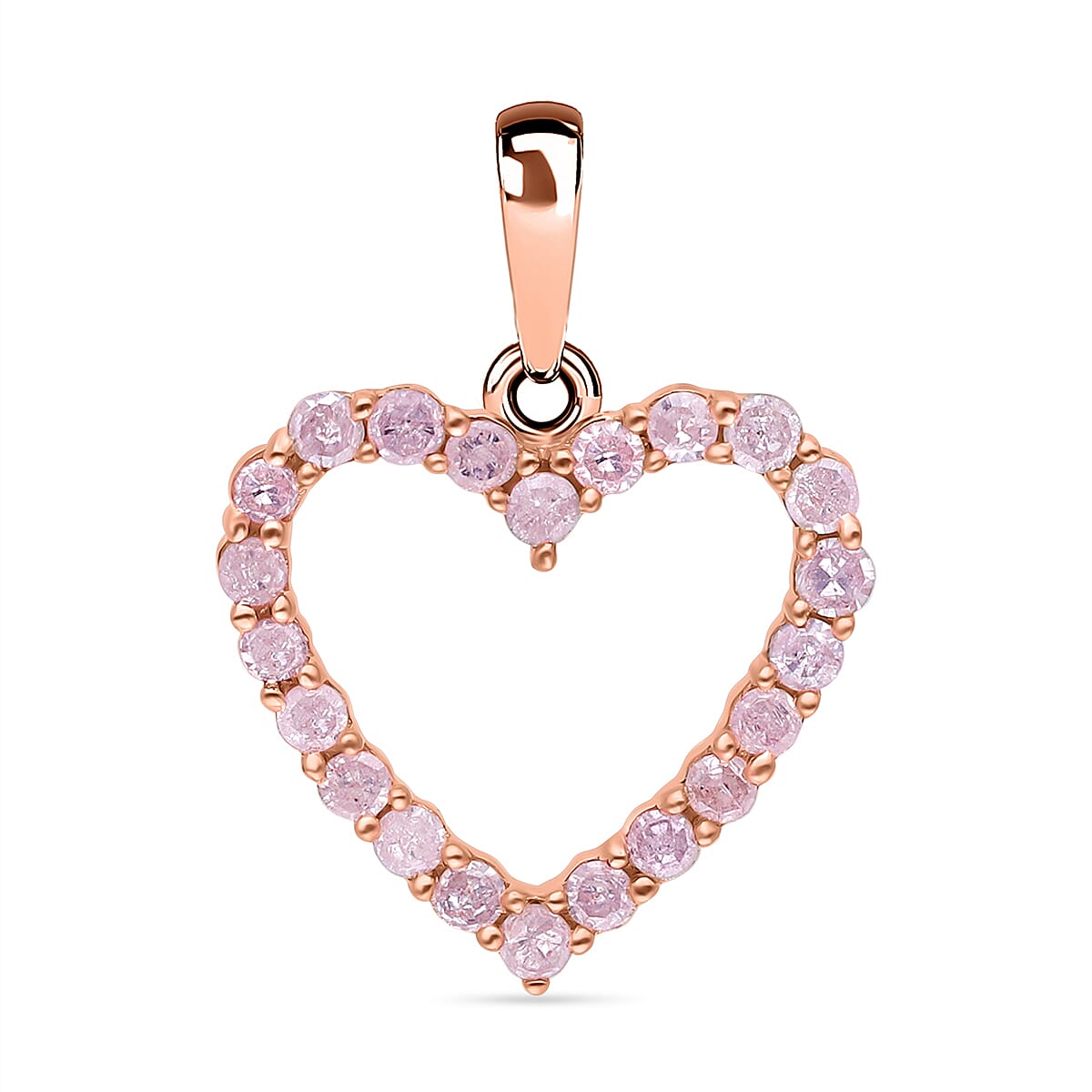 9K Rose Gold Pink Diamond Open Heart Pendant 7173017 0