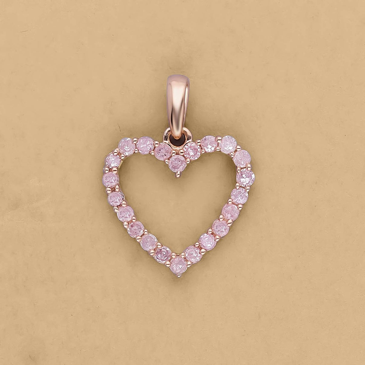 9K Rose Gold Pink Diamond Open Heart Pendant 7173017 2
