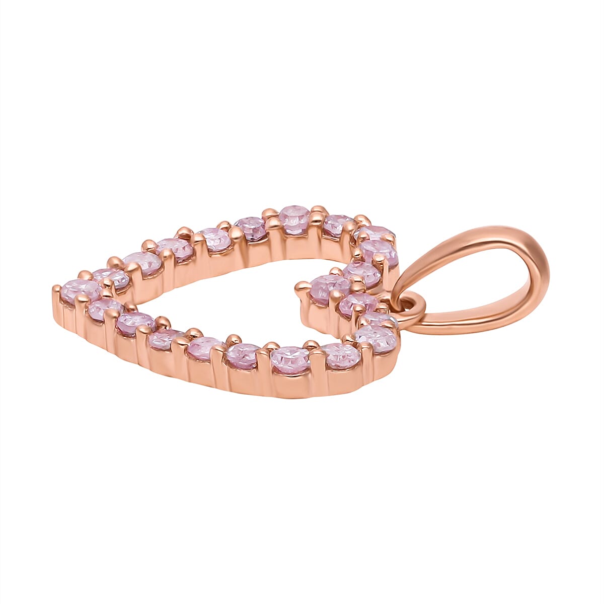 9K Rose Gold Pink Diamond Open Heart Pendant 7173017 4