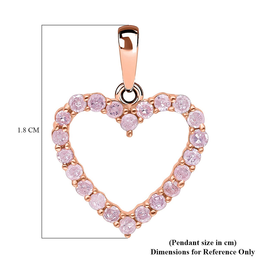 9K Rose Gold Pink Diamond (I3) Heart Pendant