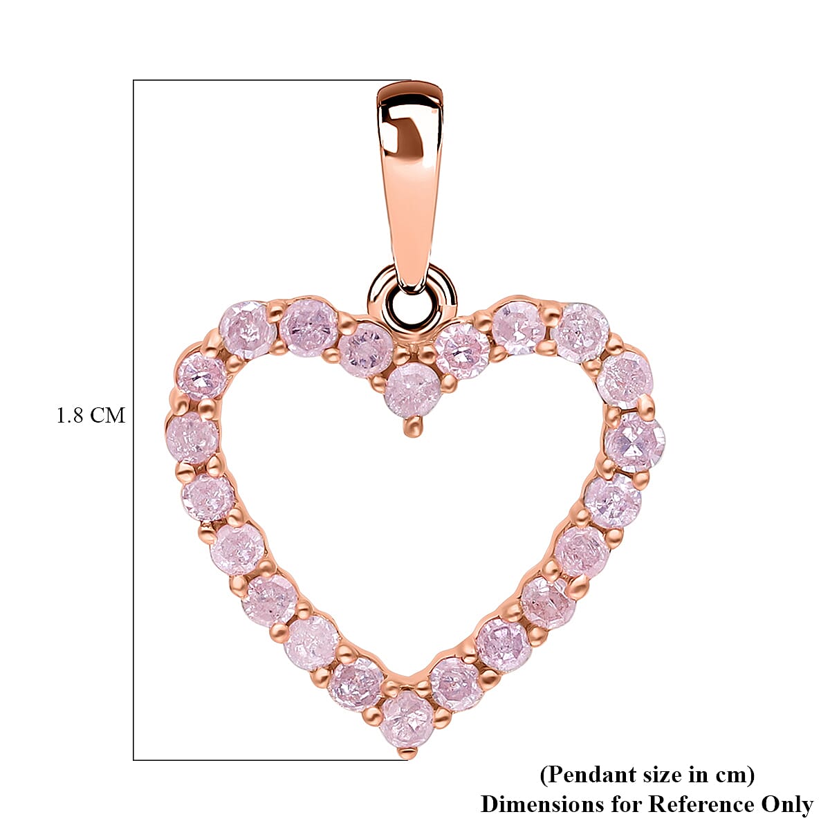9K Rose Gold Pink Diamond Open Heart Pendant 7173017 6