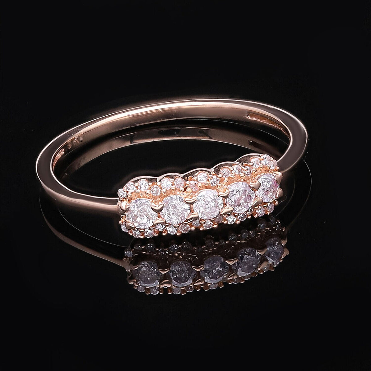 9K Rose Gold 0.35 Ct Pink Diamond 5 Stone Ring 7196417 1