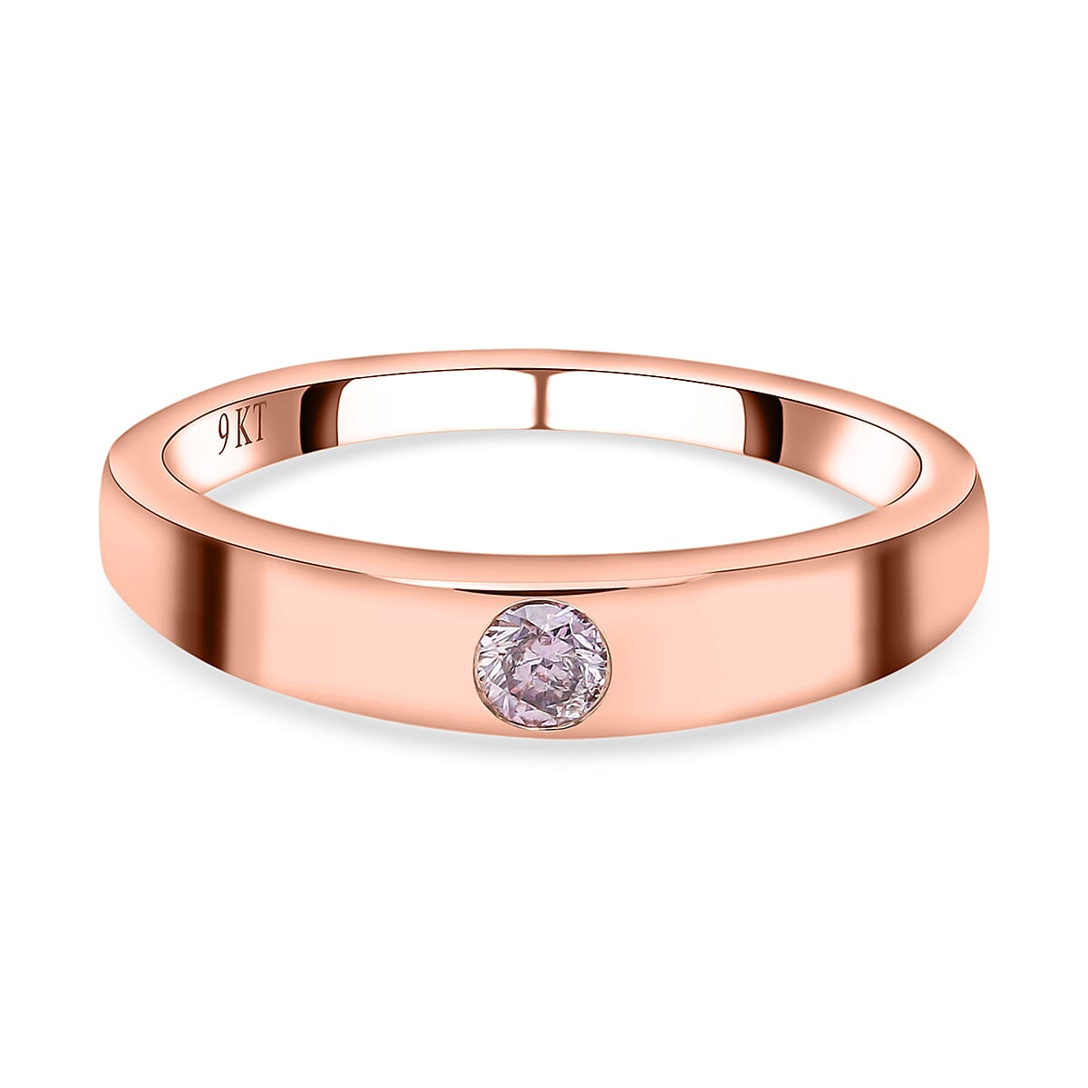 9K Rose Gold Pink Diamond Wedding Band Ring 0.10 Ct. 7199950 0