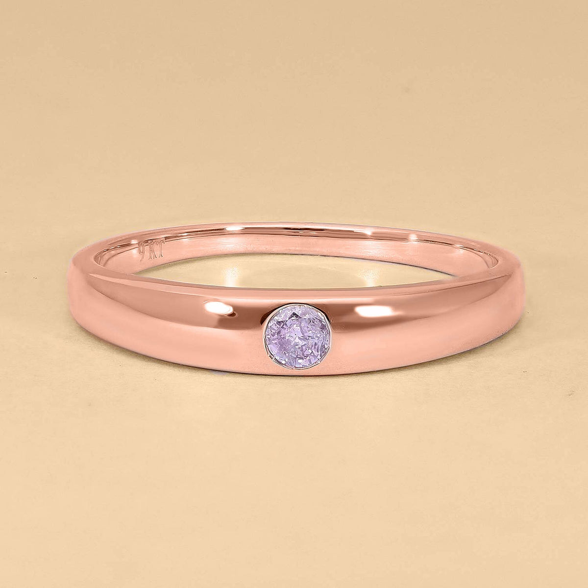 9K Rose Gold Pink Diamond Wedding Band Ring 0.10 Ct. 7199950 2