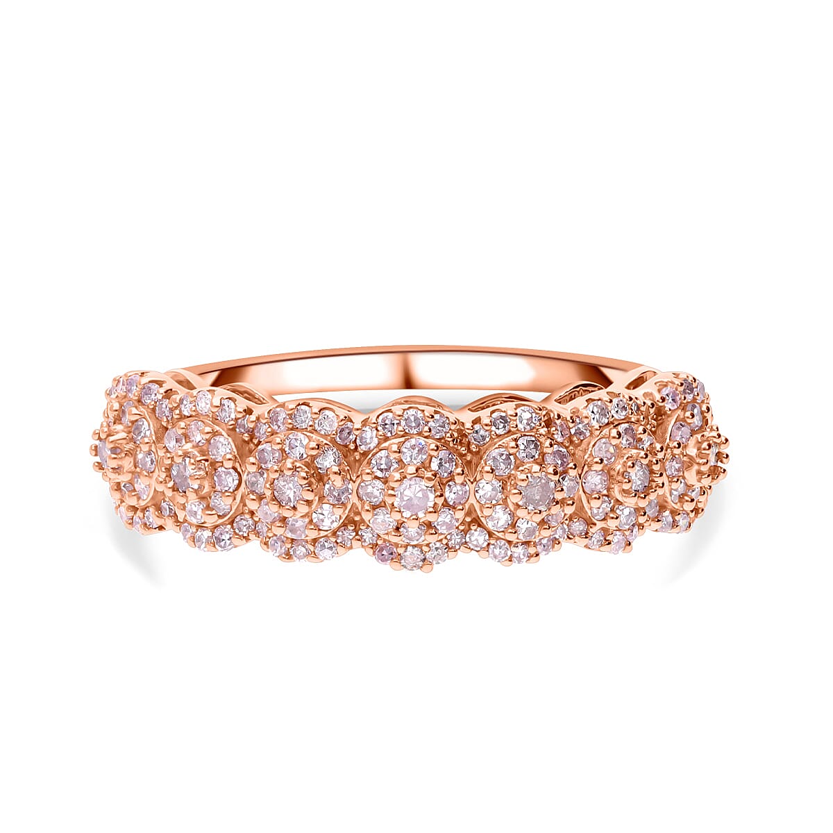 9K Rose Gold Pink Diamond Cluster Band Ring 0.50 Ct 7622841 2