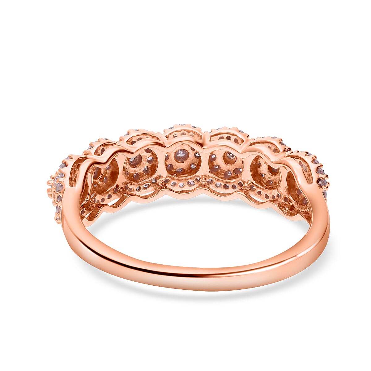 9K Rose Gold Pink Diamond Cluster Band Ring 0.50 Ct 7622841 3