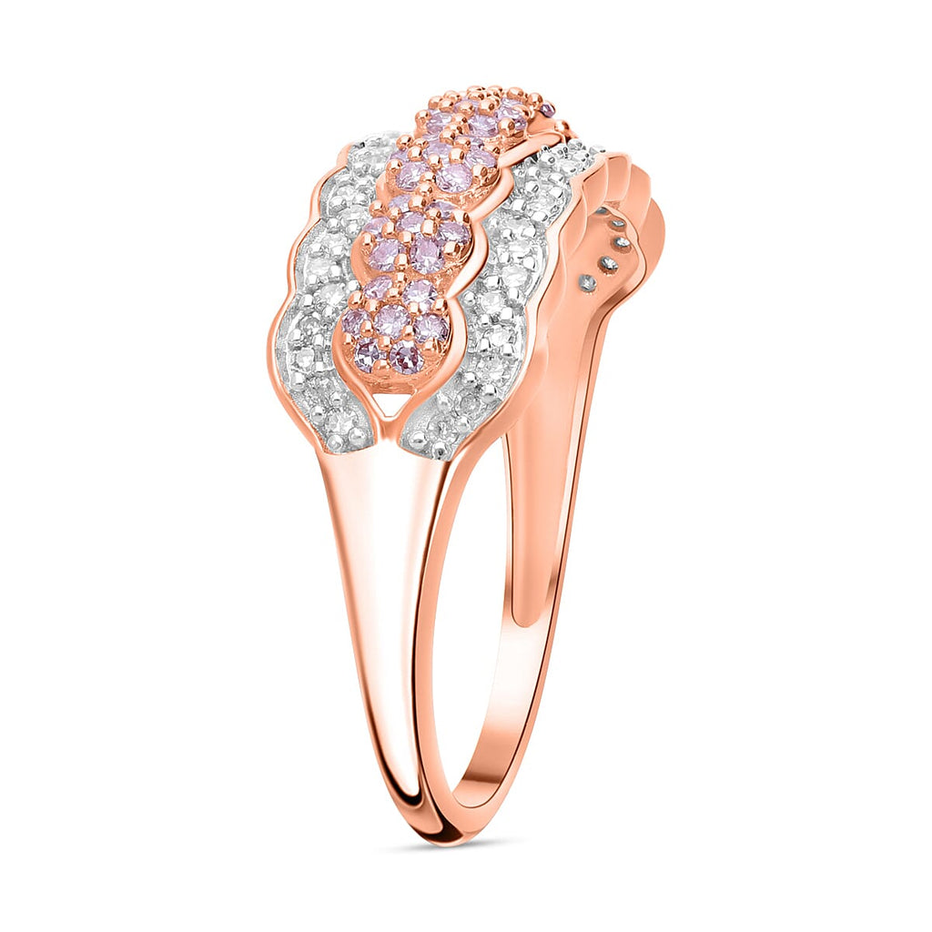 9K Rose Gold Pink & White Diamond (G-H) SGL Certified Ring 0.52 Ct.