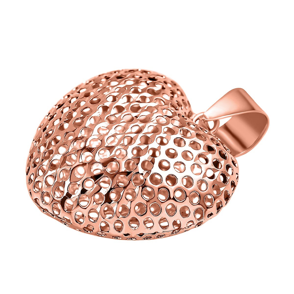 Vicenza Closeout - 9K Rose Gold Puff Mesh Heart Pendant 7711268 3