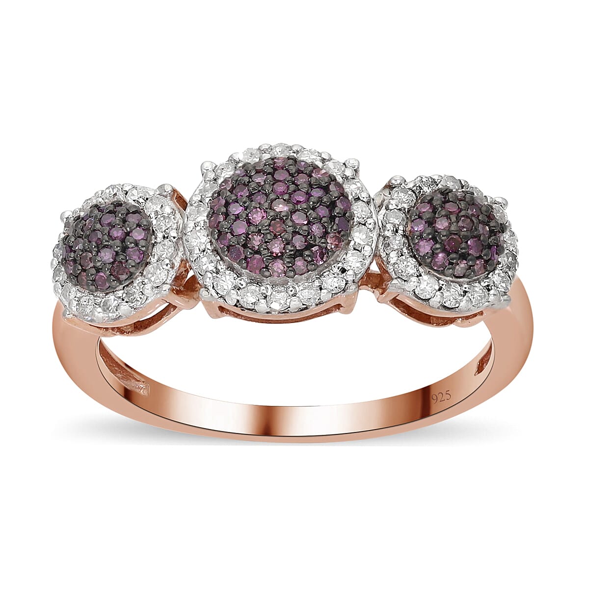 9K Rose Gold Purple and White Diamond Ring 0.50 Ct. 7043888 0