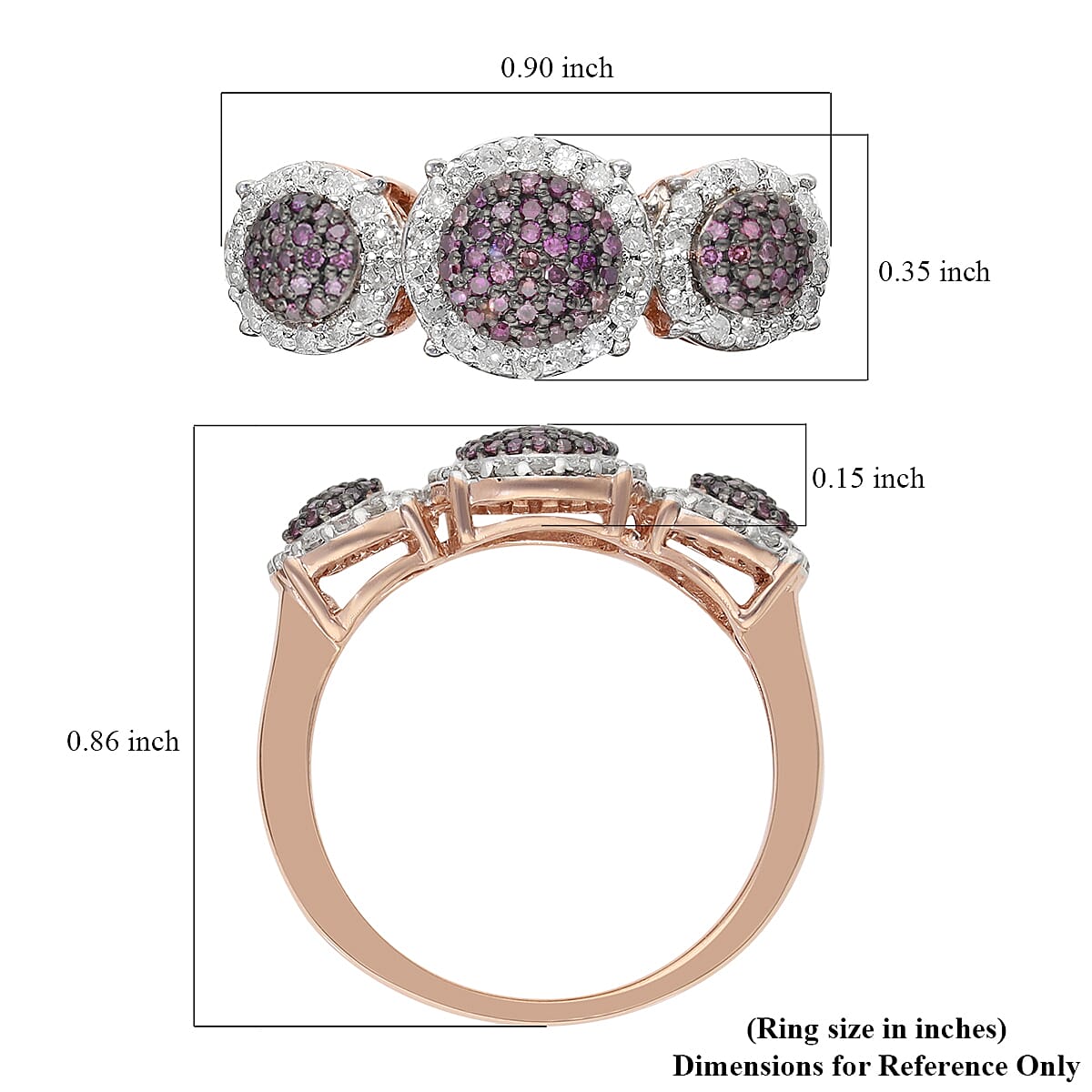 9K Rose Gold Purple and White Diamond Ring 0.50 Ct. 7043888 6