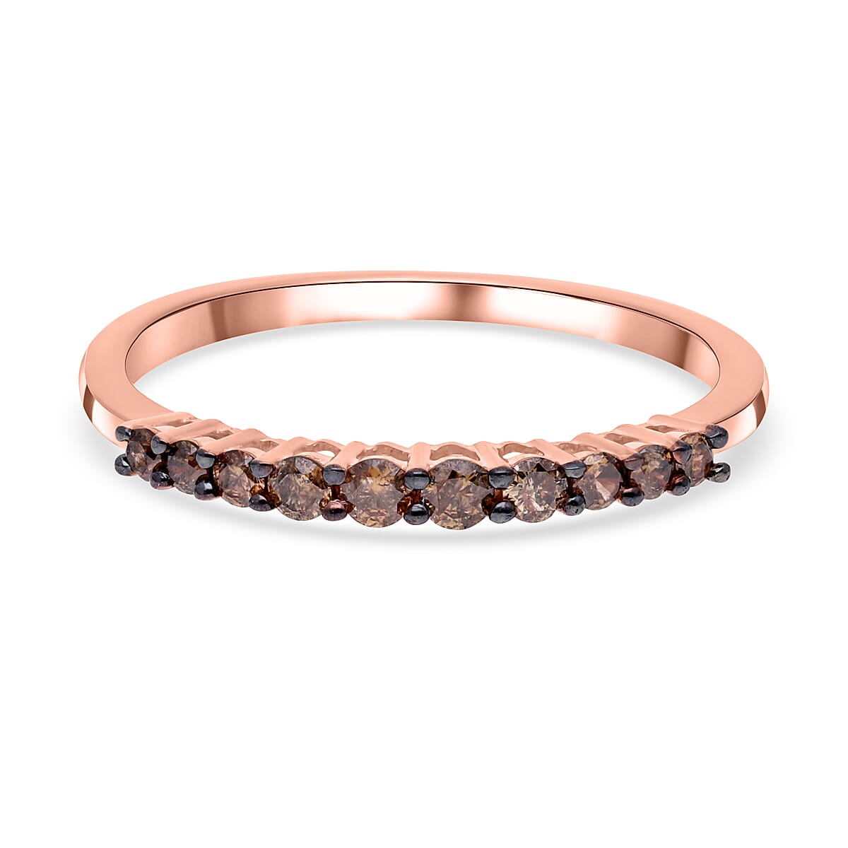 0.33 Ct SGL Certified Champagne Diamond Half-Eternity Ring in 9K Rose Gold 7552341 0