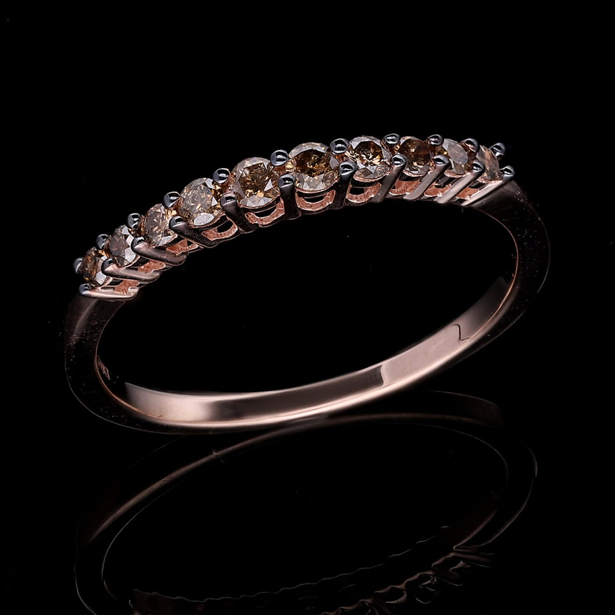 0.33 Ct SGL Certified Champagne Diamond Half-Eternity Ring in 9K Rose Gold 7552341 2