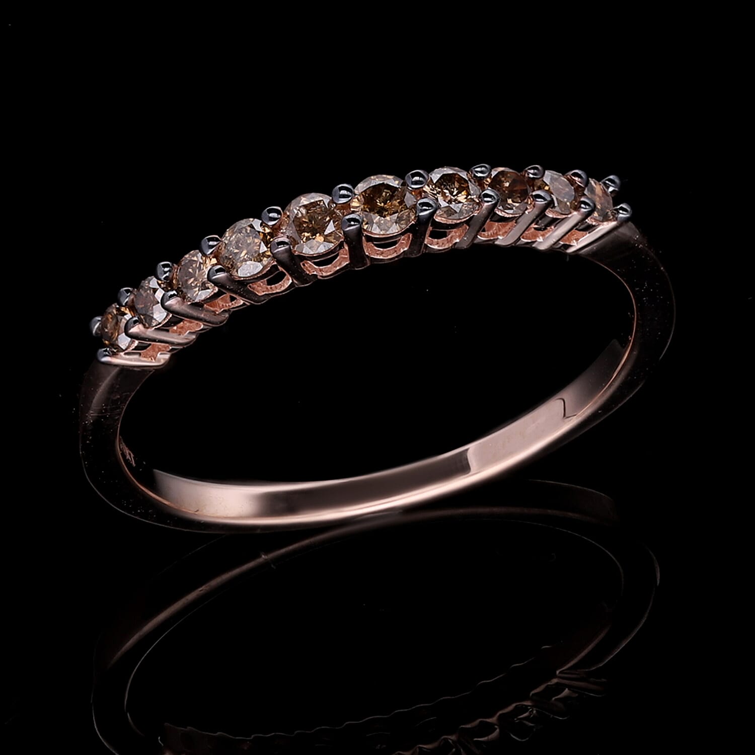 0.33 Ct SGL Certified Champagne Diamond Half-Eternity Ring in 9K Rose Gold 7552341 2