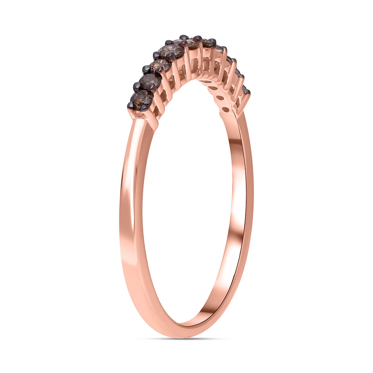 0.33 Ct SGL Certified Champagne Diamond Half-Eternity Ring in 9K Rose Gold 7552341 4