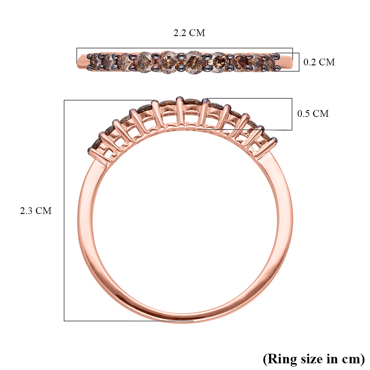0.33 Ct SGL Certified Champagne Diamond Half-Eternity Ring in 9K Rose Gold 7552341 6
