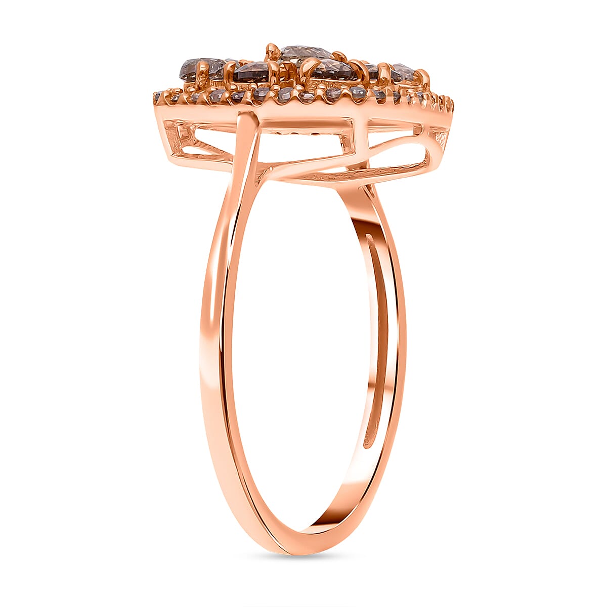 9K Rose Gold SGL Certified Champagne Diamond I1 I2 Cluster Ring 1 Ct 7232189 4