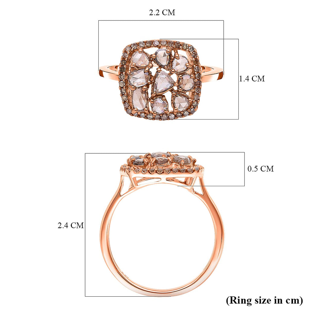 9K Rose Gold SGL Certified Champagne Diamond (I1-I2) Ring 1.00 Ct.