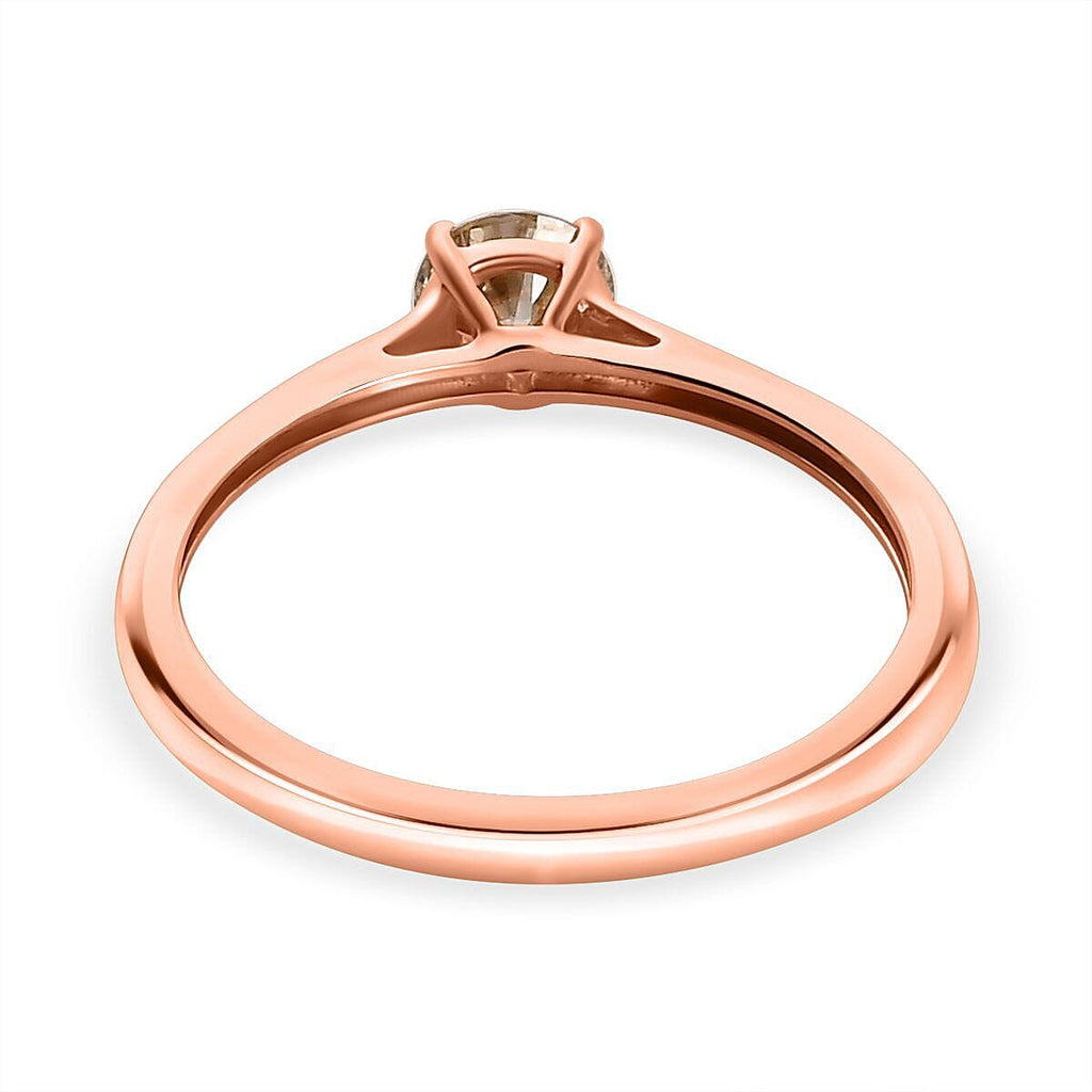 9K Rose Gold SGL Certified Natural Champagne Diamond Solitaire Ring 0.50 Ct.