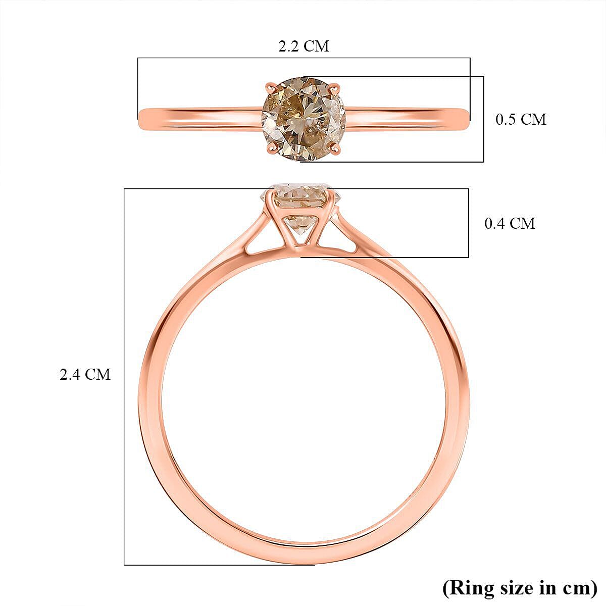 9K Rose Gold SGL Certified Natural Champagne Diamond Solitaire Wedding Band Ring 0.50 Ct. 7480658 10