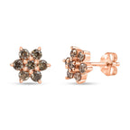 9K Rose Gold SGL Certified Champagne Diamond Solitaire Stud Earrings 0.50 Ct.