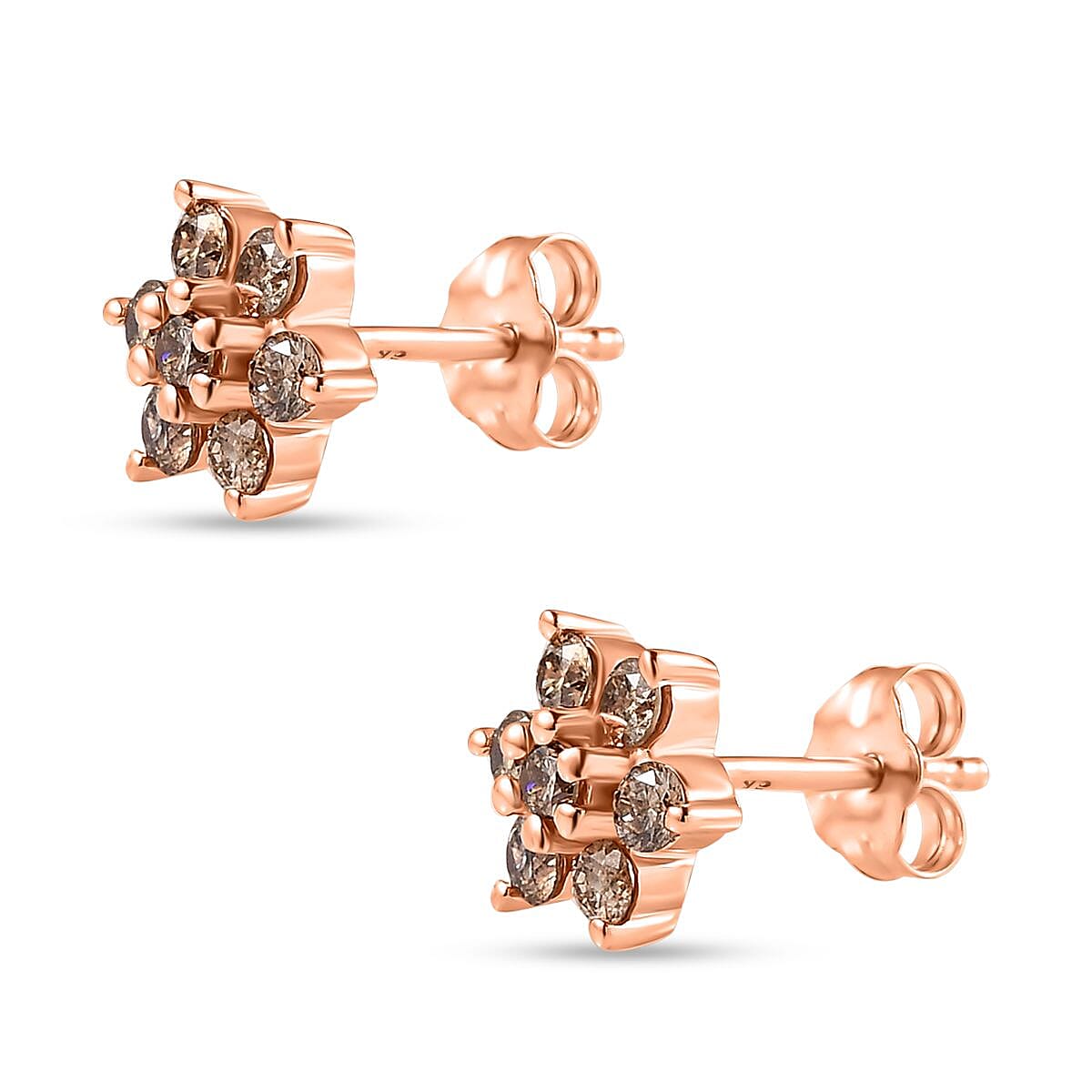 9K Rose Gold SGL Certified Champagne Diamond Solitaire Stud Earrings 0.50 Ct. 7561591 3