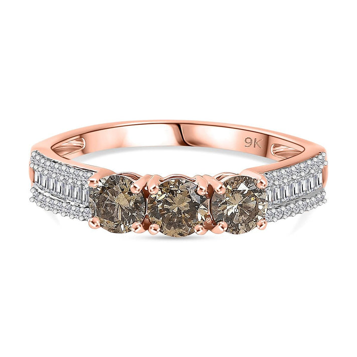 9K Rose Gold SGL Certified Natural Champagne Diamond &amp; White Diamond Ring 1.01 Ct. 8294910 1